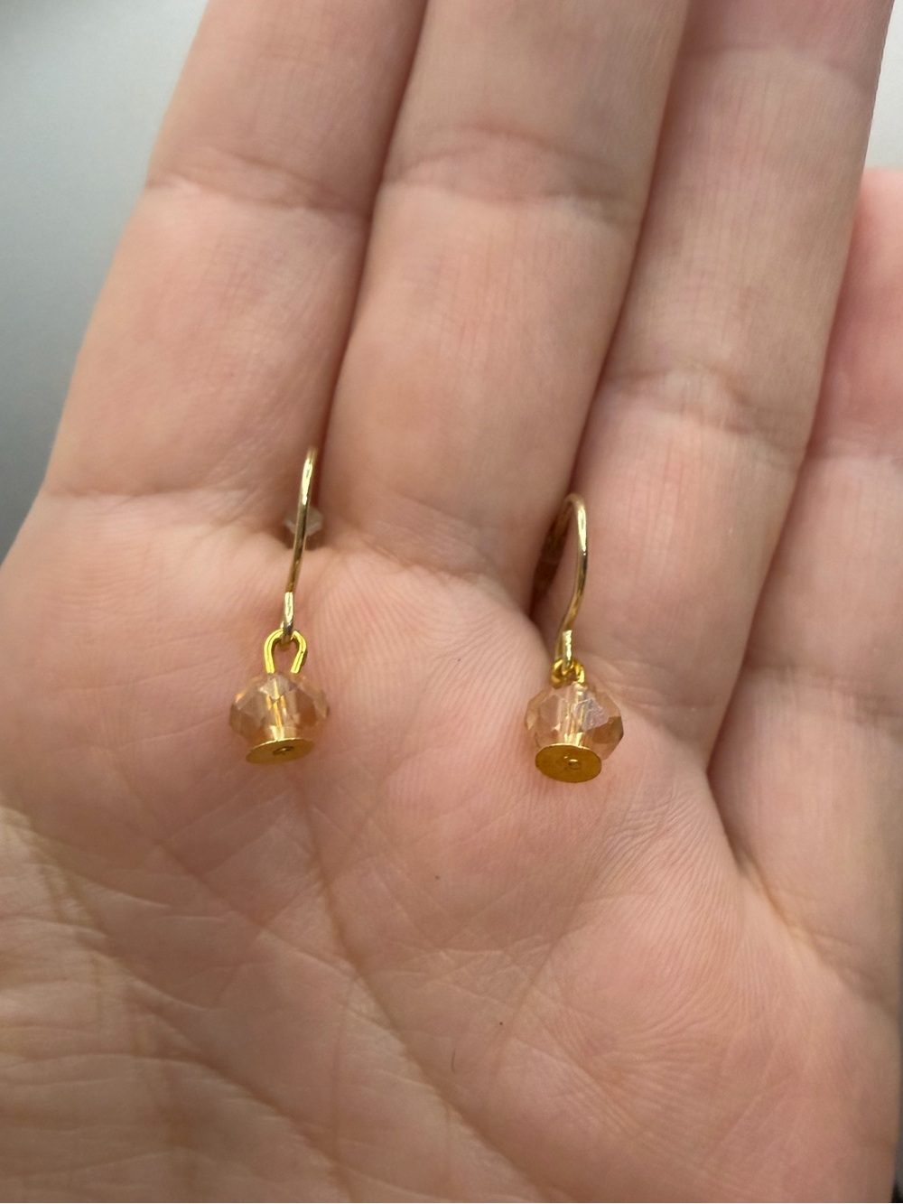 Gold-Tone Peach Crystal Drop Earrings